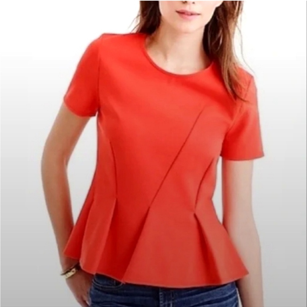 J. Crew Red Pleated Structured Top, size XS in vibrant Red